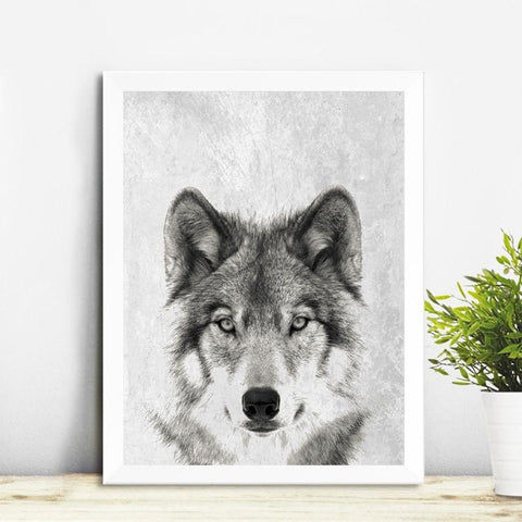 Black and White Wolf Native American Canvas - ProudThunderbird