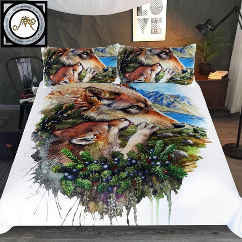 Wolves Family Native American Bedding Set - Powwow Store