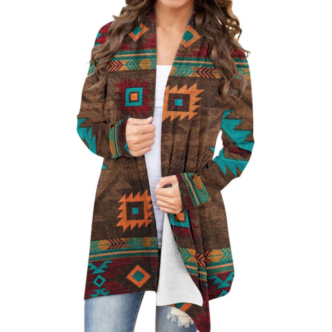 Powwow StoreEthnic Print Aztec Geometric Knitwear Vintage Cardigan Sweater