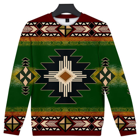 Green Color Native American 3D Sweatshirt - Powwow Store