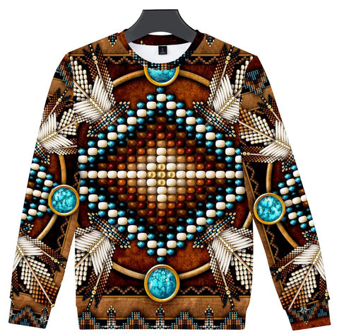 Naumaddic Arts Brown Native American 3D Sweatshirt - Powwow Store