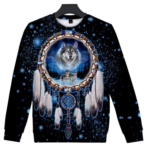 Galaxy Dreamcatcher Wolf 3D Sweatshirt - Powwow Store