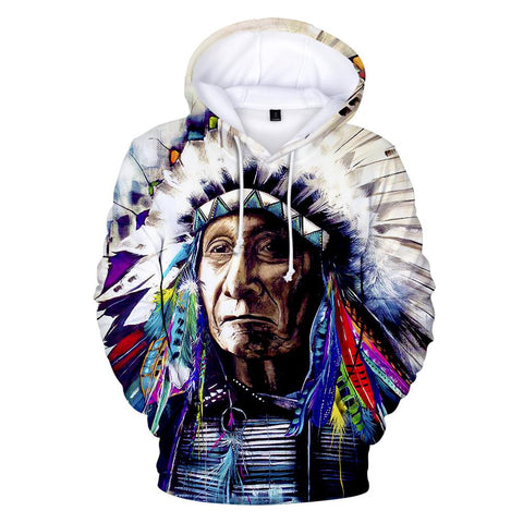 Pullover Chief Native American All Over Hoodie - Powwow Store