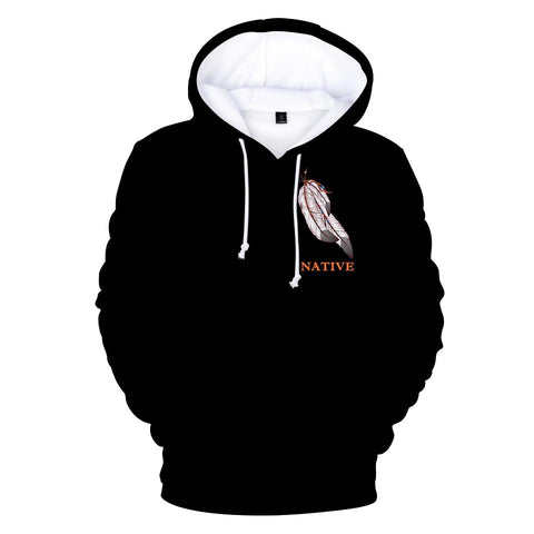 Native American Flag Feather All Over Hoodie - Powwow Store