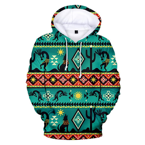 Kokopelli Myth Green Native American All Over Hoodie - Powwow Store