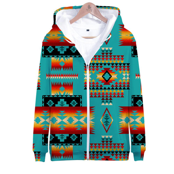 Blue Native Tribes Pattern Native American All Over Hoodie