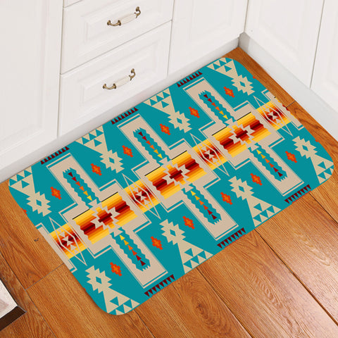 Powwow Store gb nat00062 05 turquoise tribe design native american doormat