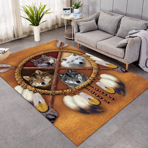 Wolf Dreamcatcher Native American Area Rug - Powwow Store