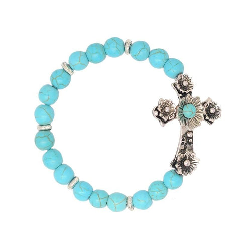 Beaded Cross Charm Native American Bracelet - Powwow Store