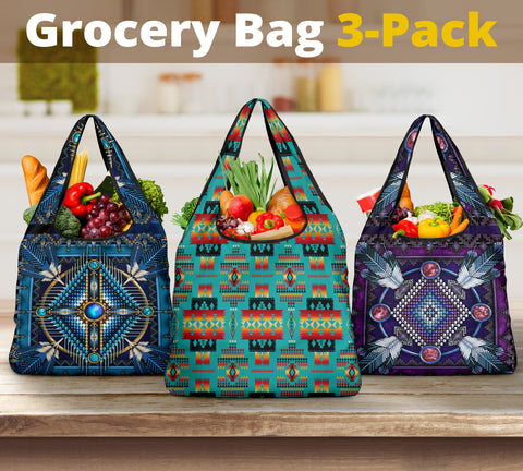Powwow Store tribal mandala mixing grocery bags