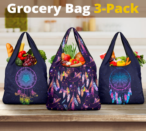 Powwow Store dream catcher purple grocery bags