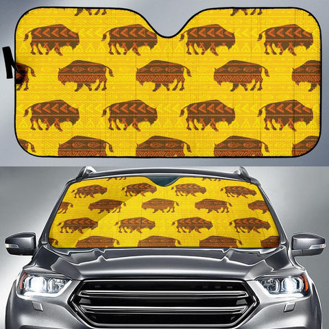 Yellow Bison Pattern Native American Auto Sun Shades no link - Powwow Store