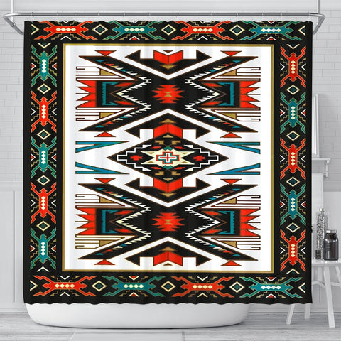 Tribal Colorful Pattern Native American Design Shower Curtain - Powwow Store