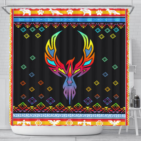Phoenix Rising Native American Design Shower Curtain V2 - Powwow Store