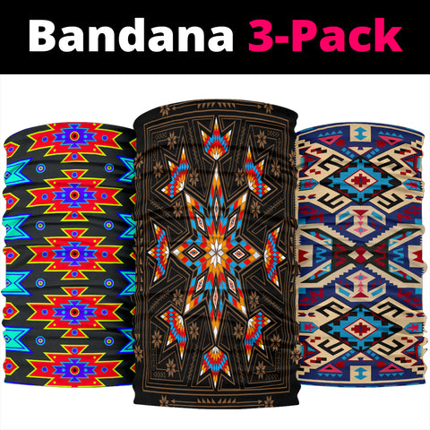 Powwow Store black geometric native american bandana 3 pack