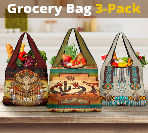 Powwow Store kokopelli owl grocery bags new