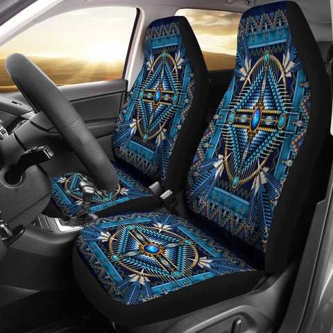 GB-NAT00083 Mandala Blue Native American Design Car Seat Covers - Powwow Store