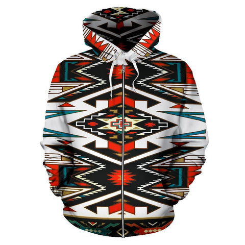 Tribal Pattern Colorful Native American Design 3D Zipper Hoodies - Powwow Store
