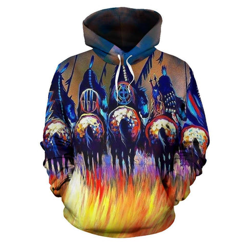 Five Warriors Native American All Over Hoodie - Powwow Store