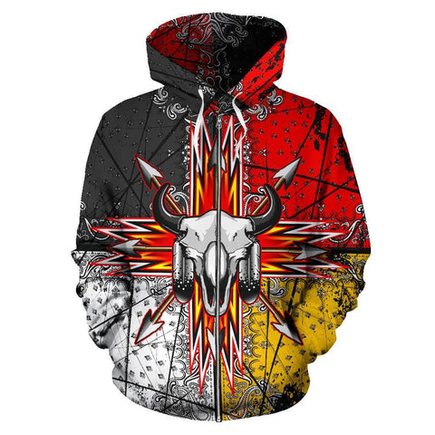 Bison Arrow 3D Zip-Up Hoodie Native American Clothing - ProudThunderbird