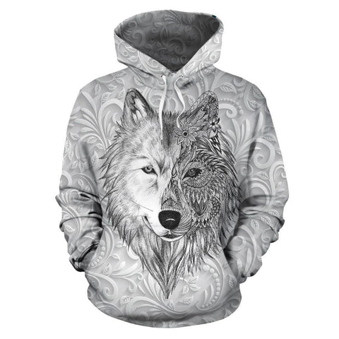 White Wolf Native American All Over Hoodie - Powwow Store