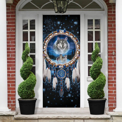 Powwow Store gb nat00010 galaxy dreamcatcher wolf 3d native american door sock