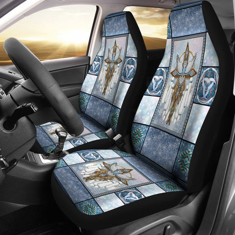 Snow Blue Thunder Bird Native American Car Seat Covers no link - Powwow Store
