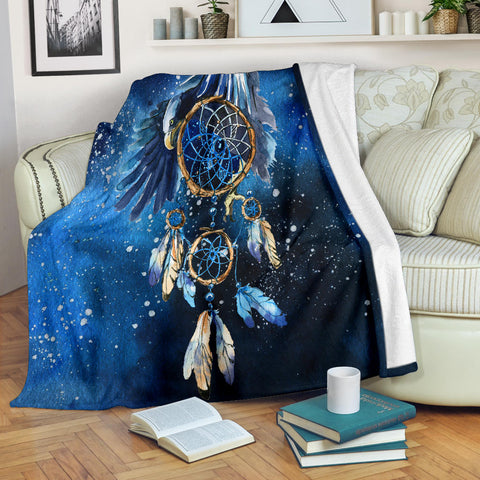 Powwow Store gb nat00065 blan01 blue galaxy dreamcatcher native american blanket