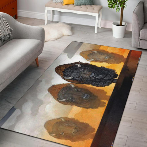 Bison Painting Native American Pride Area Rug - ProudThunderbird