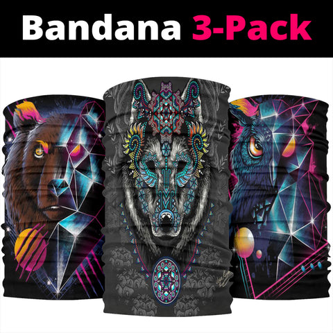 Powwow Store animals symbol design art bandana 3 pack