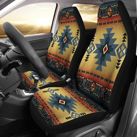 Blue Pattern Native American Car Seat Covers - ProudThunderbird
