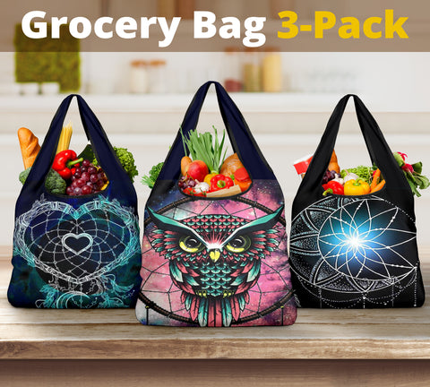 Powwow Store heart dreamcatcher owl grocery bags new