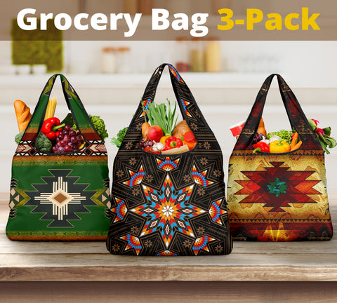 Powwow Store native american pattern grocery bags