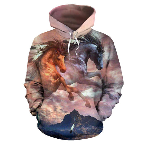 Running Horses Cloudy Native American All Over Hoodie - Powwow Store