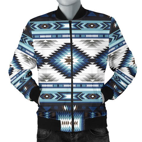 Powwow StoreGBNAT00528 Blue Colors Pattern Men's Bomber Jacket