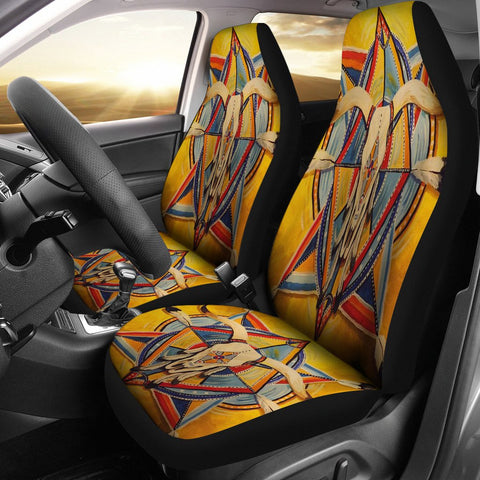 Bison Yellow Native American Car Seat Covers no link - Powwow Store
