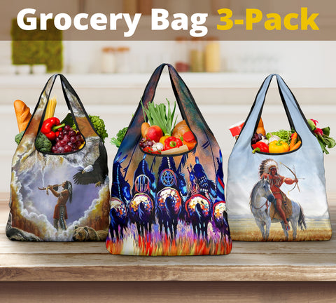 Powwow Store warrior native grocery bags