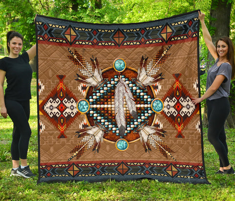 Powwow StoreQLT0001  Pattern Brown Mandala Premium Quilt