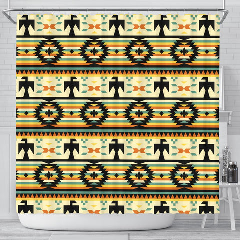 Thunderbirds Yellow Native American Shower Curtain no link - Powwow Store