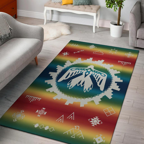 Thunderbird Rainbow Native American Design Area Rug - Powwow Store