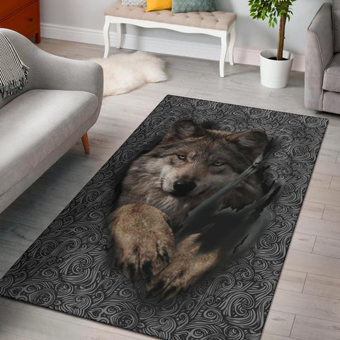 GB-NAT00115 Wolf Escape Native American Area Rug - Powwow Store