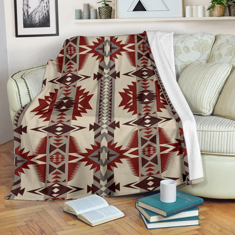 Powwow Store gb nat00571 pattern brow and red premium blanket