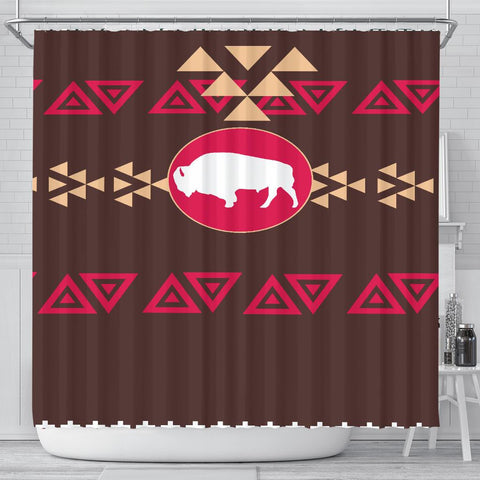 Brown Bison Native American Shower Curtain - Powwow Store