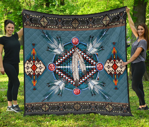 Powwow StoreQLT0006  Pattern Blue Mandala Premium Quilt