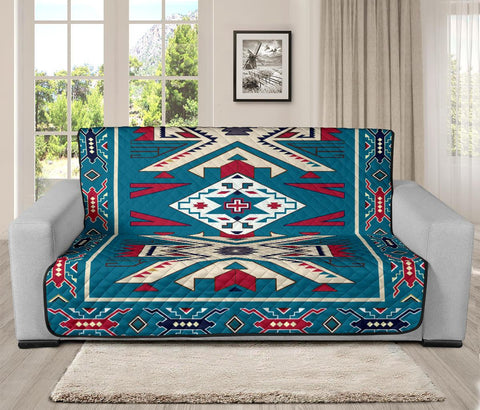 Blue Pink Native Design Native American 70 Chair Sofa Protector - Powwow Store