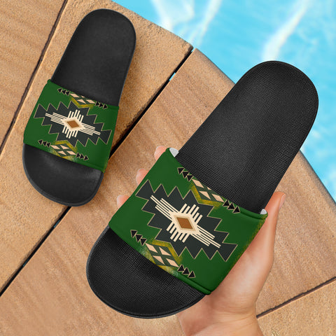 Powwow Store gb nat0001 sand01 southwest green symbol native american slide sandal