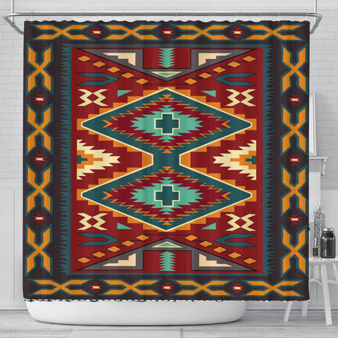 United Tribes Pattern Native American Shower Curtain - Powwow Store
