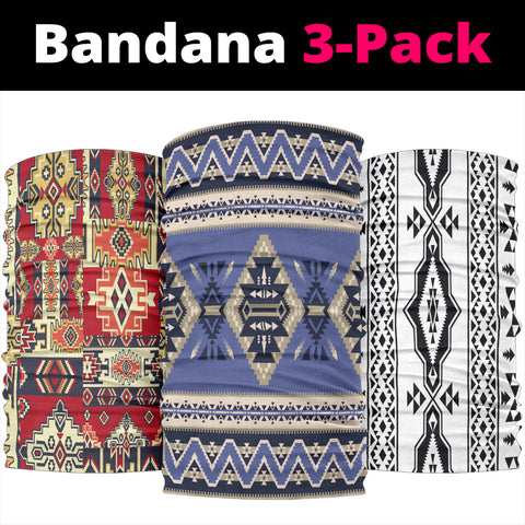 Powwow Store blue white white fabric bandana 3 pack new