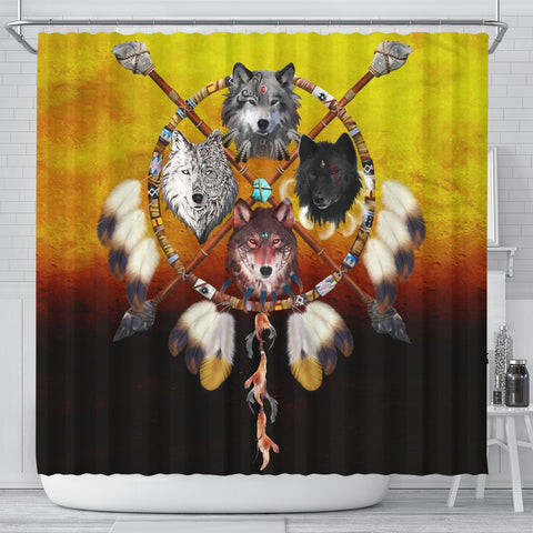 Wolves Warrior Native American Design Shower Curtain - Powwow Store