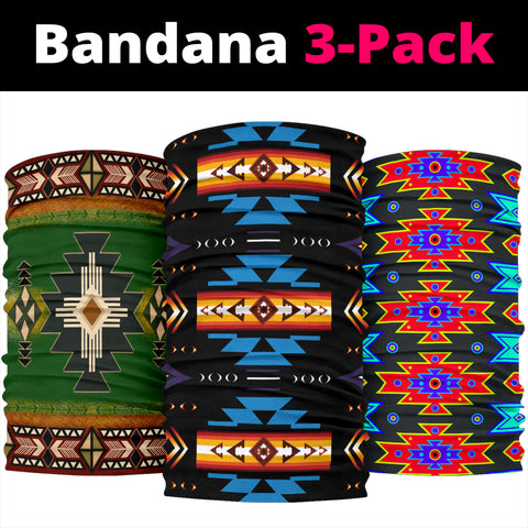 Powwow Store blue southwest symbol native american bandana 3 pack